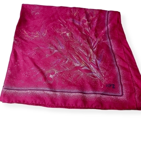 XYZ Vintage Burgundy 30x30 Silk Scarf - Picture 2 of 2